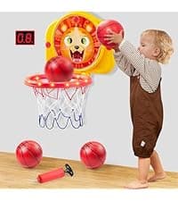 JOYIN Arcade Basketball Game Set with 4 Balls and Hoop for Kids 3 to 12 Years Old Indoor Outdoor Sport Play - Easy Set Up - Air Pump Included - Ideal for Competition