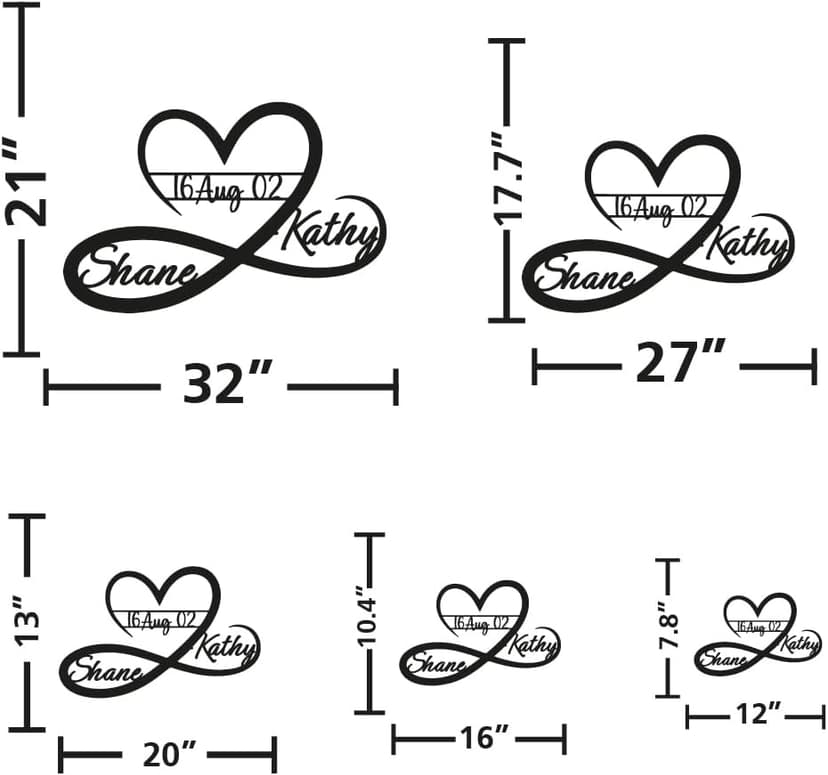 Personalized Valentines Metal Wall Sign, Custom Infinity Heart Love Couple Name Sign, Valentine's Wedding Gifts for Couples, Metal Engagement Sign, Home Decoration, Gift for Anniversary