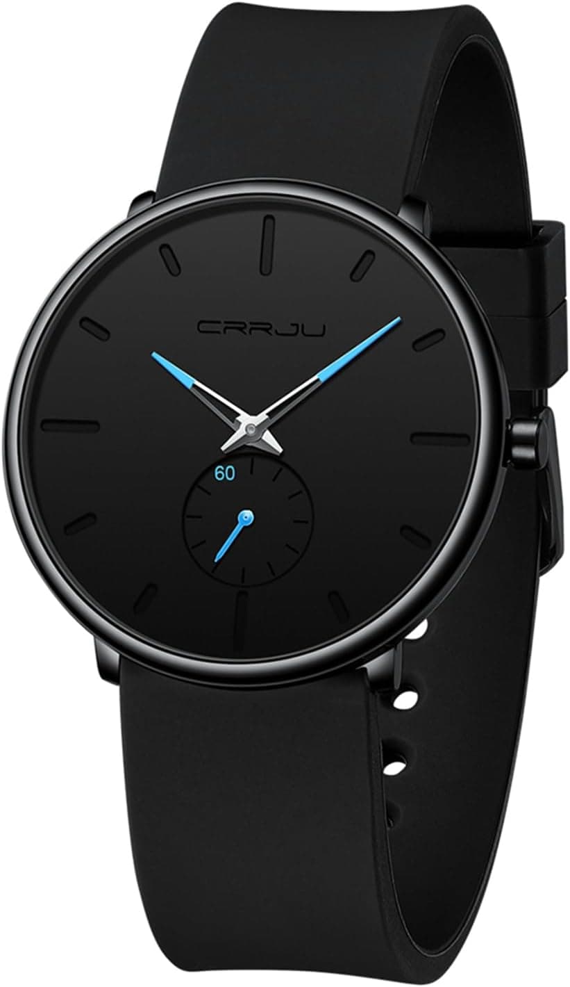 CRRJU Men’s Women Watch Casual Stylish Waterproof Quartz Unisex Wristwatches, Ultra Thin Watches for Men Women, Colorful Silicone Band