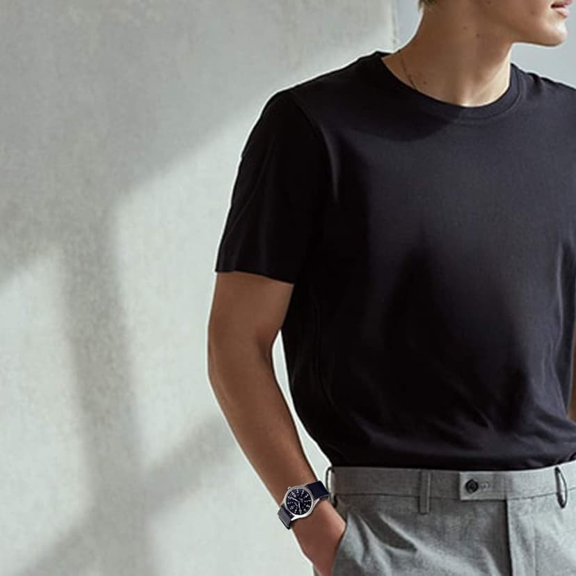 Lancardo Simplicity Analog Quartz Watch with Woven Nylon Band Luminous Hand Military Time 24H (Black) for Men