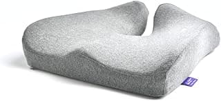 C CUSHION LAB Patented Pressure Relief Seat Cushion for Long Sitting Hours on Office/Home Chair, Car, Wheelchair - Extra-Dense Memory Foam for Hip, Tailbone, Coccyx, Sciatica - Light Grey