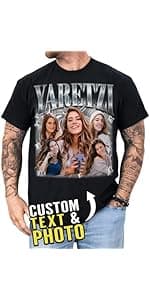Custom Photo Bootleg Rap Shirt with Girlfriend's Face for Boyfriend - Vintage Graphic Shirt for Men