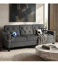 STHOUYN Comfy Floor Chair Bedroom 2 USB Charging Ports, 5-Position Couch Gaming Lounge Chairs Adults, Indoor Folding Lazy Sofa Meditation Arm Dorm Chair Living Room (Grey)