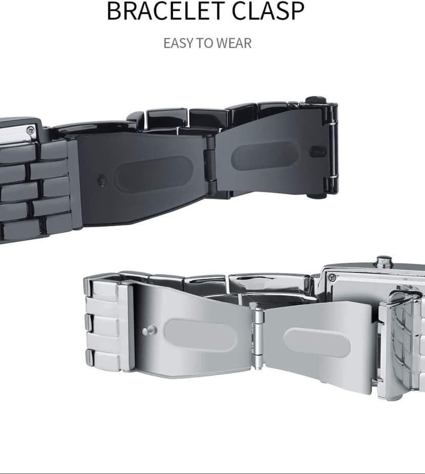 FANMIS Fashion Casual Binary LED Military Men's Sports Stainless Steel Quartz Rectangle Wrist Watch Silver