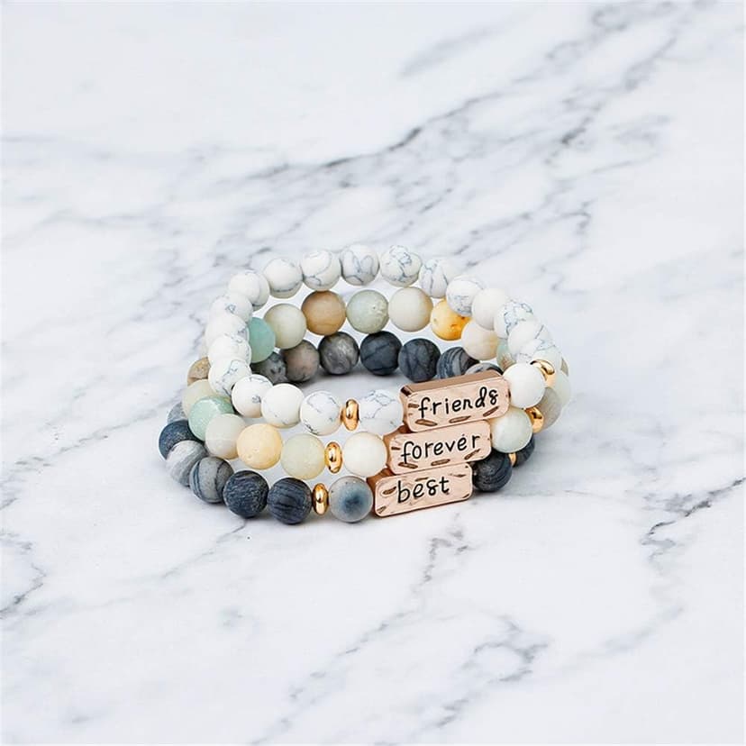 YINRIS 3 Pcs Natural Volcanic Stone Friendship Bracelets Handmade Beaded Stretch Bracelets (bra000001)