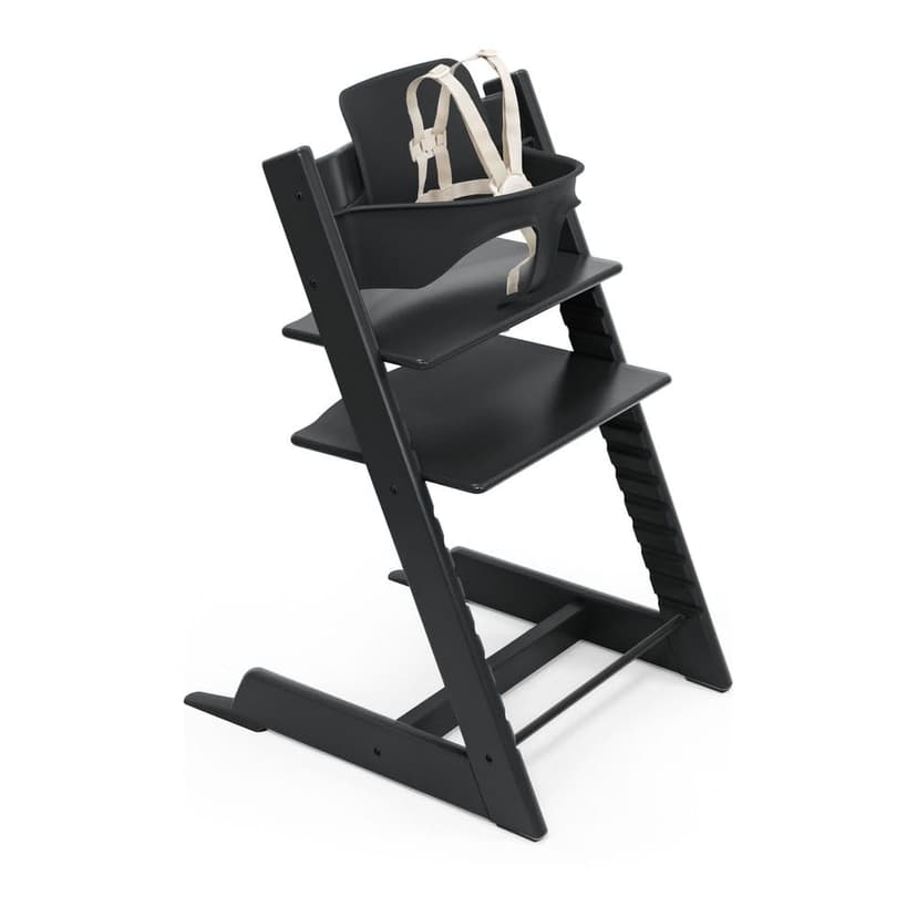 Stokke Tripp Trapp High Chair 2, Black - Includes Chair + Baby Set with Removable Harness for Children 6-36 Months - Adjustable, Ergonomic & Easy to Clean