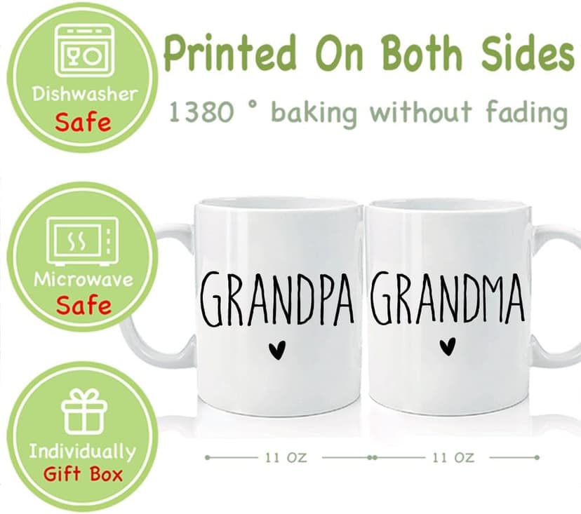 Promoted to Grandpa Grandma Mugs Set Gift for New Grandparents 2026, Baby Reveal Pregnancy Announcement Gifts for Grandparents, 2026 First Time Grandparents Gift for Couples, Grandparents to Be