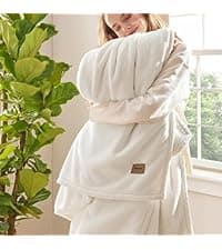 Bedsure GentleSoft White Throw Blanket for Couch - Cozy Blanket for Women, Cute Fleece Throws for Girls, Teacher Gifts Birthday Gifts for Women Men Mom, Room Home Dorm Decor, Off White, 50x60 Inches