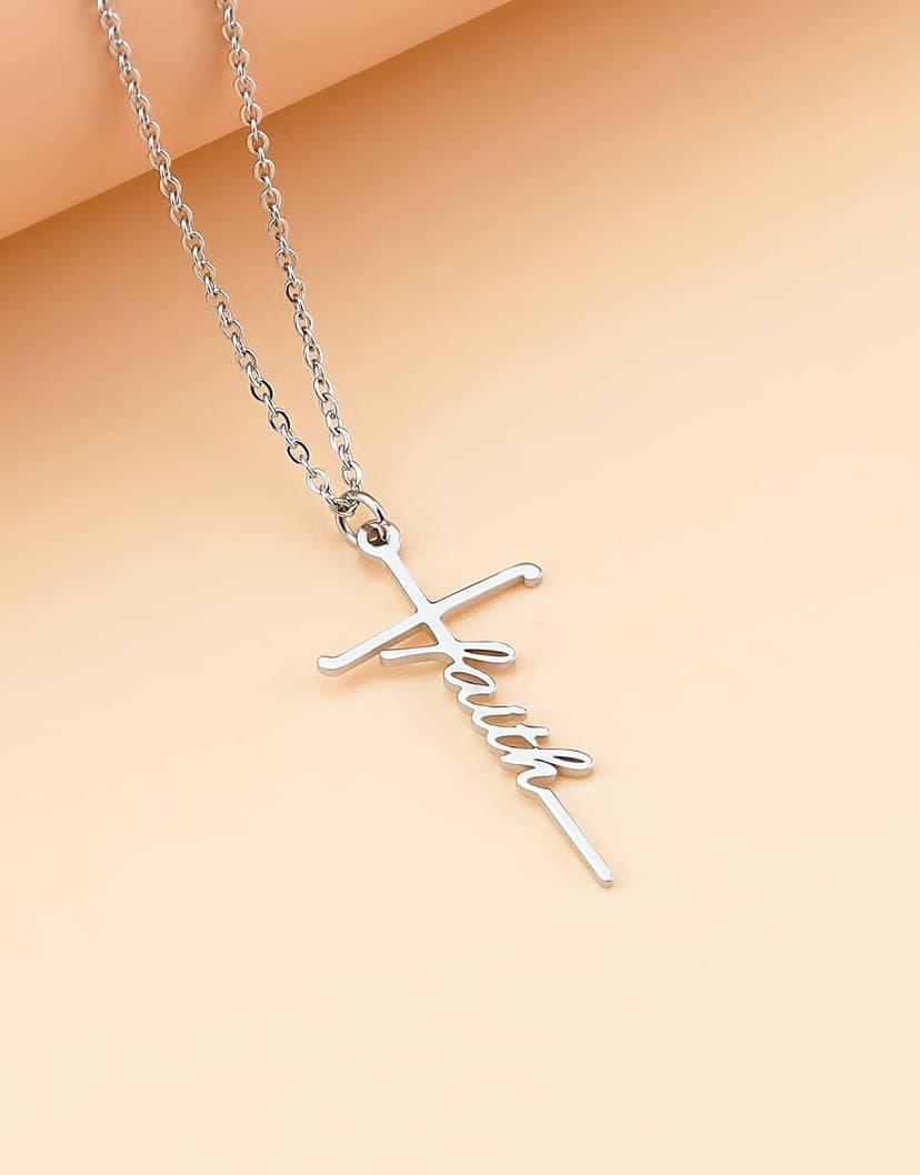 Lcherry Faith Cross Pendant Necklace for Women Religious Christian Jewelry Mother's Day Gifts for Women