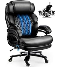 800LBS Big and Tall Office Chair for Heavy People, Heavy Duty Executive Chair with High Back, Extra Wide Seat and Adjustable Lumbar, Large Computer Desk Chair Comfortable for Home Office (Brown)