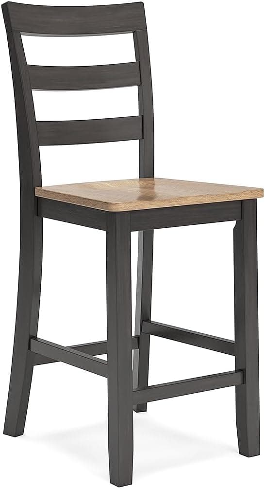 Signature Design by Ashley Gesthaven Counter Height Barstool, Set of 2, Adjustable Levelers, Solid Wood Frame, Natural/Brown