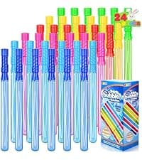JOYIN Big Bubble Wands Set Bulk for Kids Summer Outdoor Toy Game Activity Party Favors, 18 Pcs Giant Bubble Maker with Tray, 12" Large, 6 Pcs Solution Suitable for All Age People
