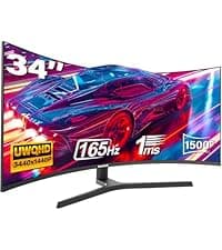 Gawfolk 34 Inch Ultrawide Curved Gaming Monitor, 21:9 WQHD 3440x1440 165Hz Curved 1500R Computer Monitor PIP/PBP,1ms(MPRT) 127% sRGB,HDMI & DP,Tilt Adjustable,Panoramic for Office & Immersive Gaming