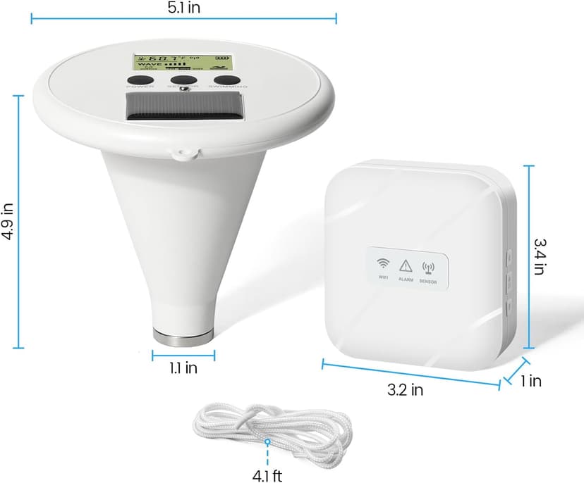 WiFi Pool Alarm, Zuomeng Solar Wave Pool Alarm with Optimal Sensitivity, Remote Control by App, Dual Alarming via Device & App, Offering Extra Protection for Your Child and Pet