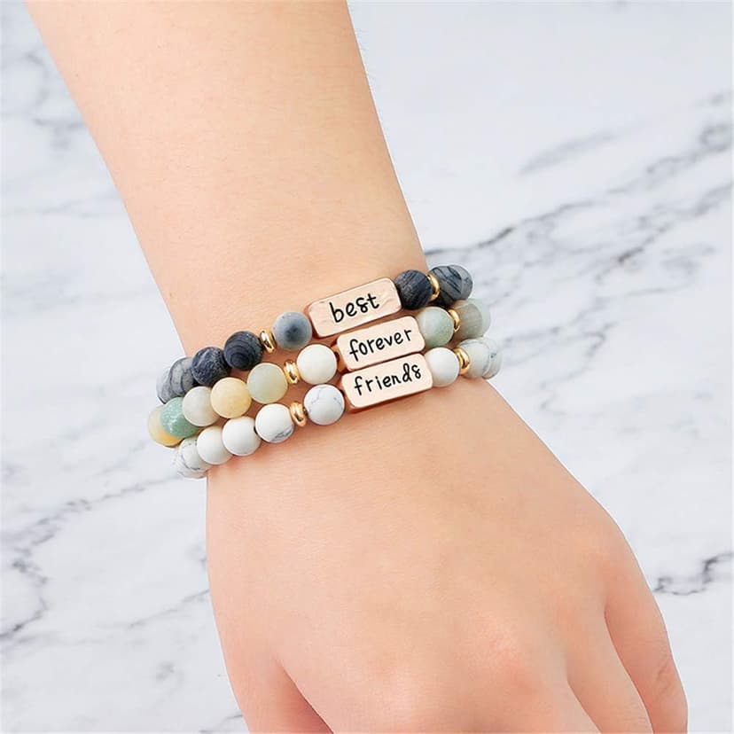 YINRIS 3 Pcs Natural Volcanic Stone Friendship Bracelets Handmade Beaded Stretch Bracelets (bra000001)