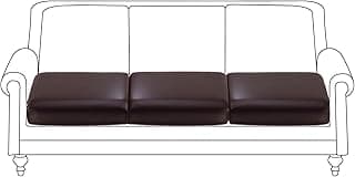 Fuloon Faux Leather Couch Cushion Slipcover, Waterproof Stretch Covers for Sofa, RV Chair Seat Cover, Individual Loveseat Couch Cushion Replacement, PU Leather Sofa Slipcovers(3 Pack, Brown)