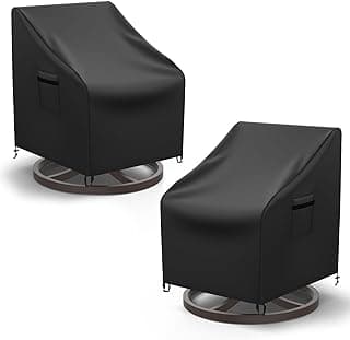 Mrrihand Patio Chair Covers, 2 Pack Outdoor Swivel Lounge Chair Cover, Heavy Duty Patio Rocking Chair Covers, Patio Furniture Covers Waterproof, 30" W×34" D×38.5" H, Black