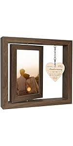 5 Year Anniversary Picture Frame Gifts for Her Him, Wood 5th Wedding Anniversary Photo Frame for Wife Men Husband, Display 2 4x6 Inch