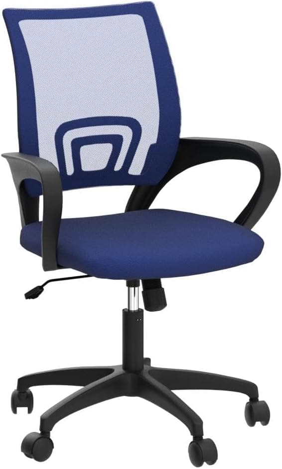 Home Office Chair Desk Chair Computer Chair with Lumbar Support& Armrest, Adjustable Ergonomic Mid Back Task Chair Mesh Rolling Swivel Office Desk Chairs for Bedrooms, Blue