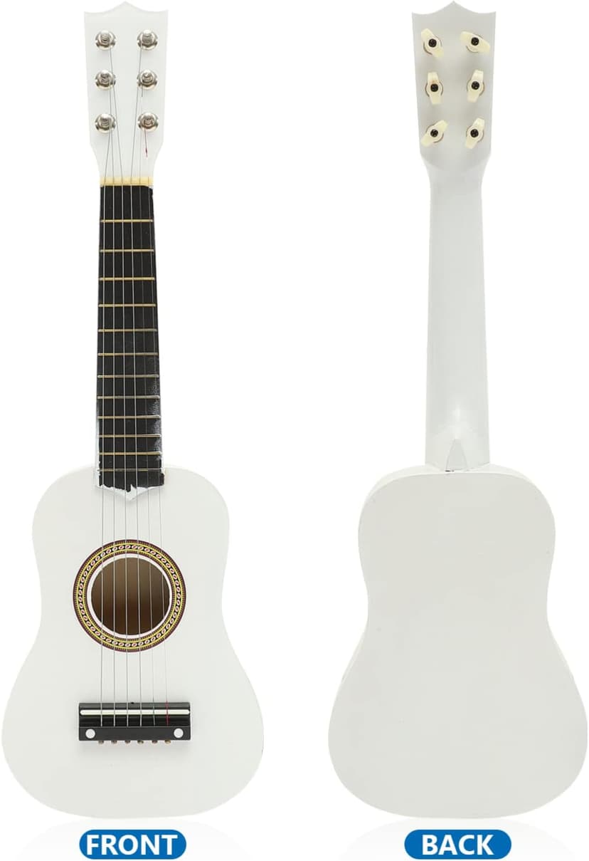 21 Inch Guitar Small Acoustic Guitar for Beginners 6- String Wooden Guitar White