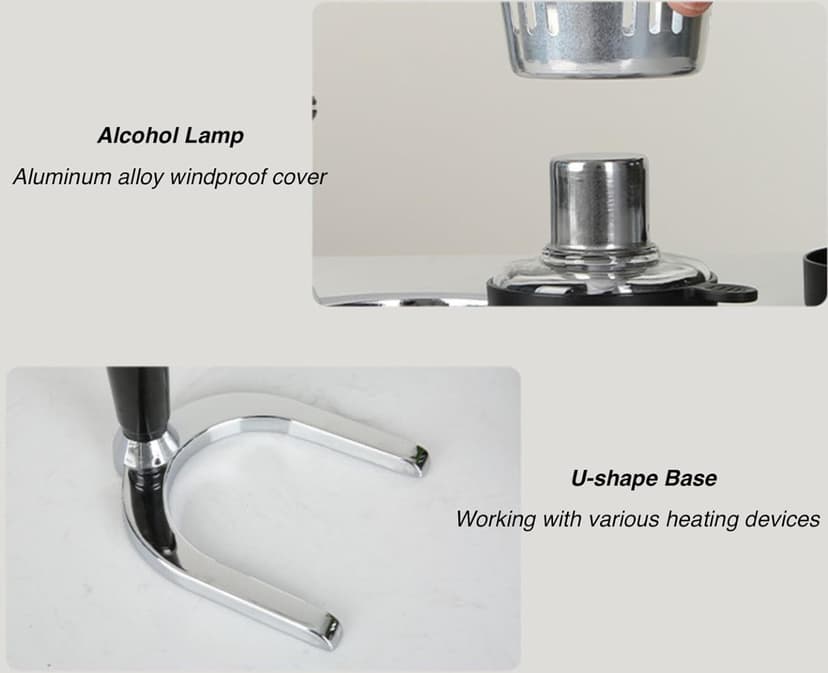 Generic 5-Cup Siphon Coffee Maker, BS Glass Syphon Coffee Pot, Vacuum Coffee Maker, Retro Vintage Siphon Coffee Brewer 600ml Capacity with Stainless Steel Bracket Base, Clear, HWN853