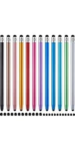 LINFANC 12 Pack Black Gold Ballpoint Pen with Stylus Tip, 1.0 mm Black Ink Smooth Writing Pens, Metal Stylus Pens for Touch Screens
