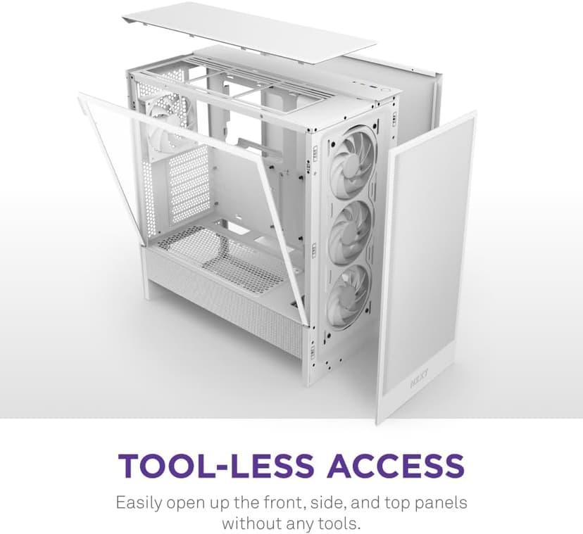 NZXT H5 Flow RGB 2024 - Compact ATX Mid-Tower PC Gaming Case - High Airflow - F360 RGB Core (CV) Included - 360mm Front & 240mm Top Radiator Support - Cable Management - Tempered Glass - White