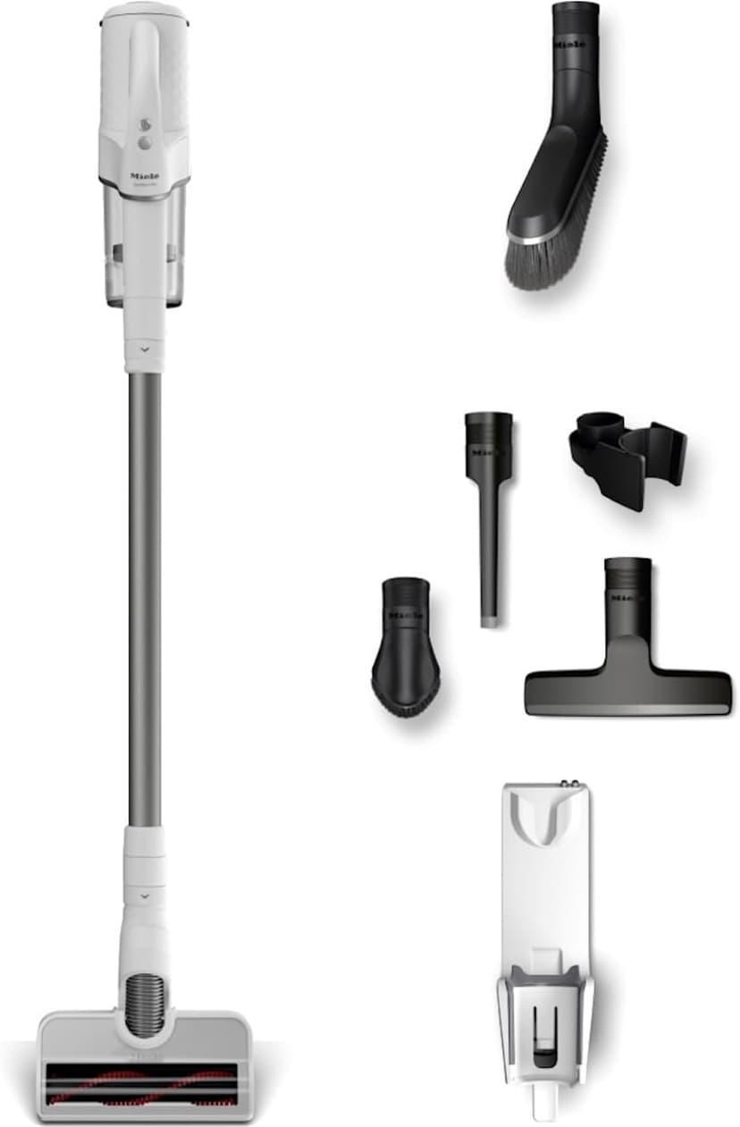 Miele Duoflex Extra Vacuum Cleaner, Cordless and Bagless Multi-Use, Multi-Floor Flexible Stick Vacuum with 2 Attachable Brushes, in Brilliant White / Space Grey