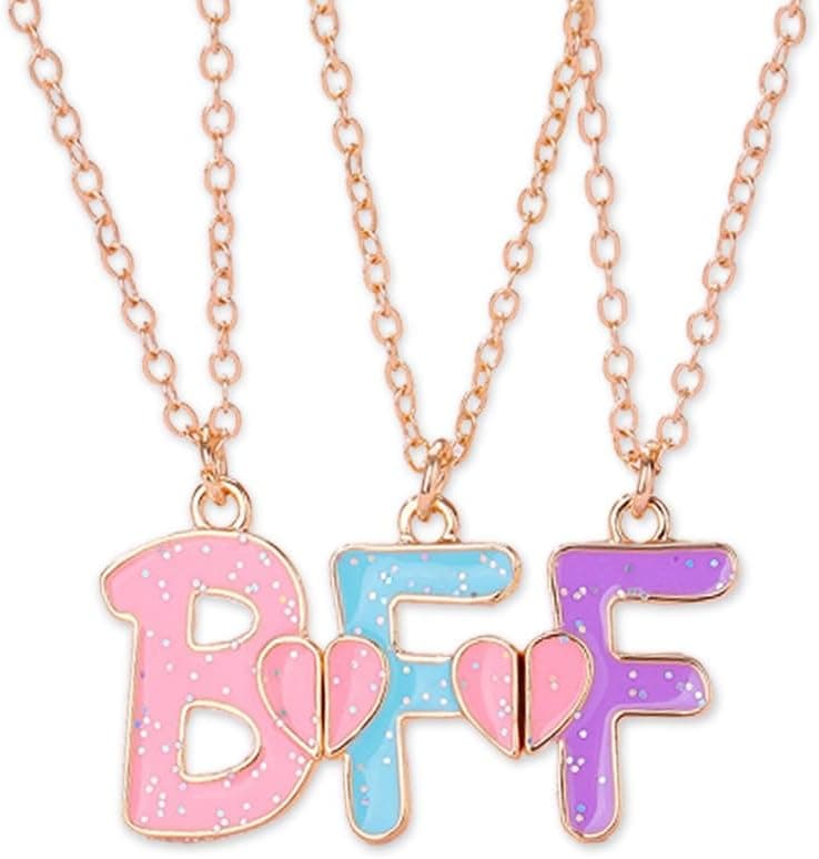 Ancnoz Mathcing BFF Best Friend Necklaces for 3 Girls Friendship Necklaces for Three Best Friends Anniversary Birthday Christmas Gifts for Bestie Best Friend Forever Gift
