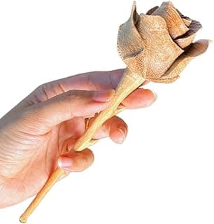 Camellia Bees Wooden Rose, Wood Anniversary Flower Gift for Valentines, Mothers Day, 5th Wedding Anniversary, Wooden Handmade Gift for Wife Husband Couple (5th Wood)