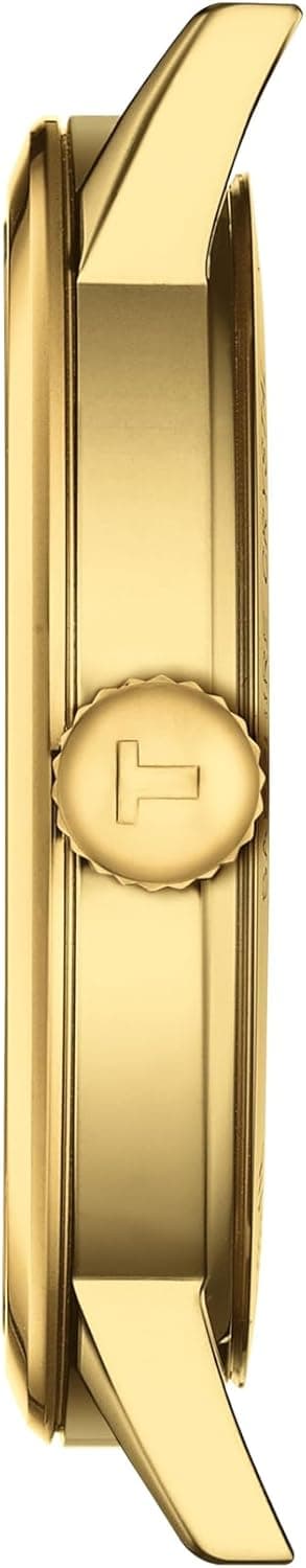 Tissot Mens Tissot Classic Dream 316L Stainless Steel case with Yellow Gold PVD Coating Quartz Watch, Brown, Leather, 22 (T1294103626100)