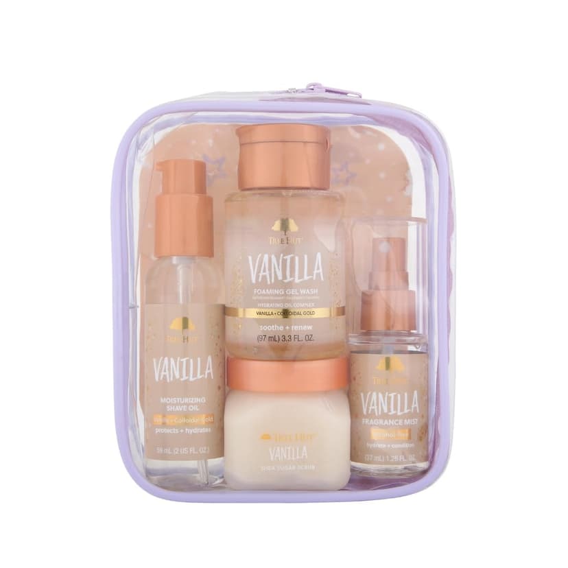 Exfoliating Body Scrub, Body Wash, Shave Oil & Body Spray, Self Care Gift Set, Nourishing & Moisturizing with Shea Butter Tree Hut Vanilla Everything Shower Gift Set, 4 Piece Kit, Travel Size B0FZWP44NM