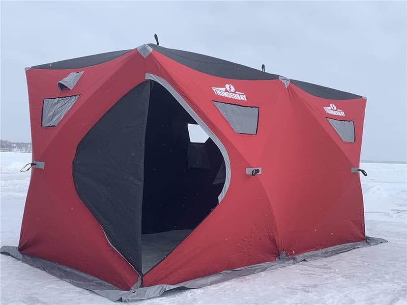 THUNDERBAY Ice Cube Series Pop-Up Hub-Style Ice Fishing Shelter, 68-112 Square Feet of Fishable Area, Portable 6-8 Person Ice Shanty