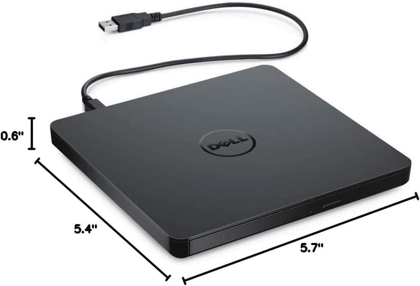 Dell USB Slim DVD +/- RW Drive DW316 - Plug and Play, 8 Watt Power Consumption, Windows 11 or below - Black