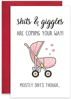 Leinessy Lovely New Baby Congratulations Card, Funny Baby Shower New Baby Card, Shits and Giggles Are Coming Your Way