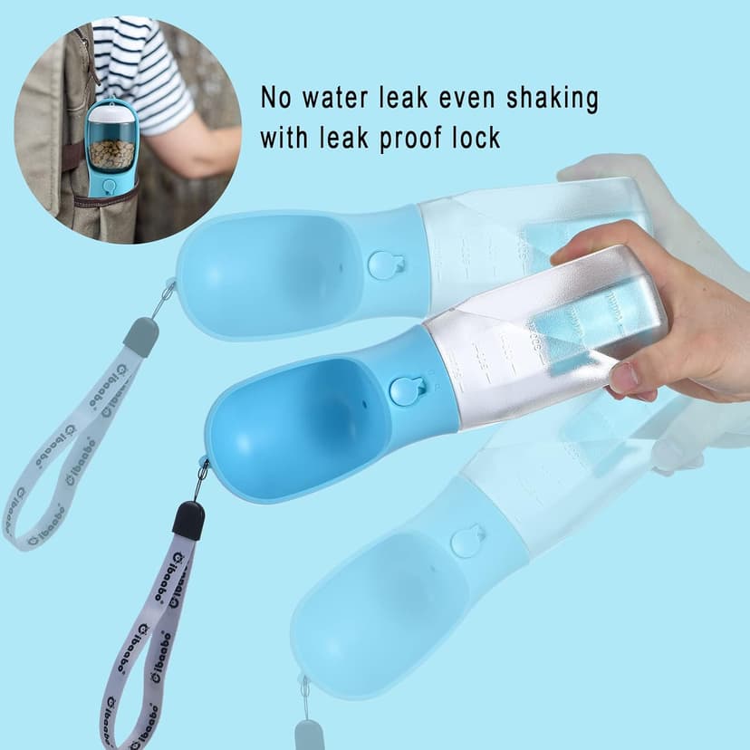 Feeding & Hydration & Waste All in One | Travel Puppy Water Bowl | Portable Pet Dispenser | Dog Gifts | for Walking Beach Cibaabo Dog Water Bottle with Food Container & Poop Bag Holder & Filter B0BZR44DQF