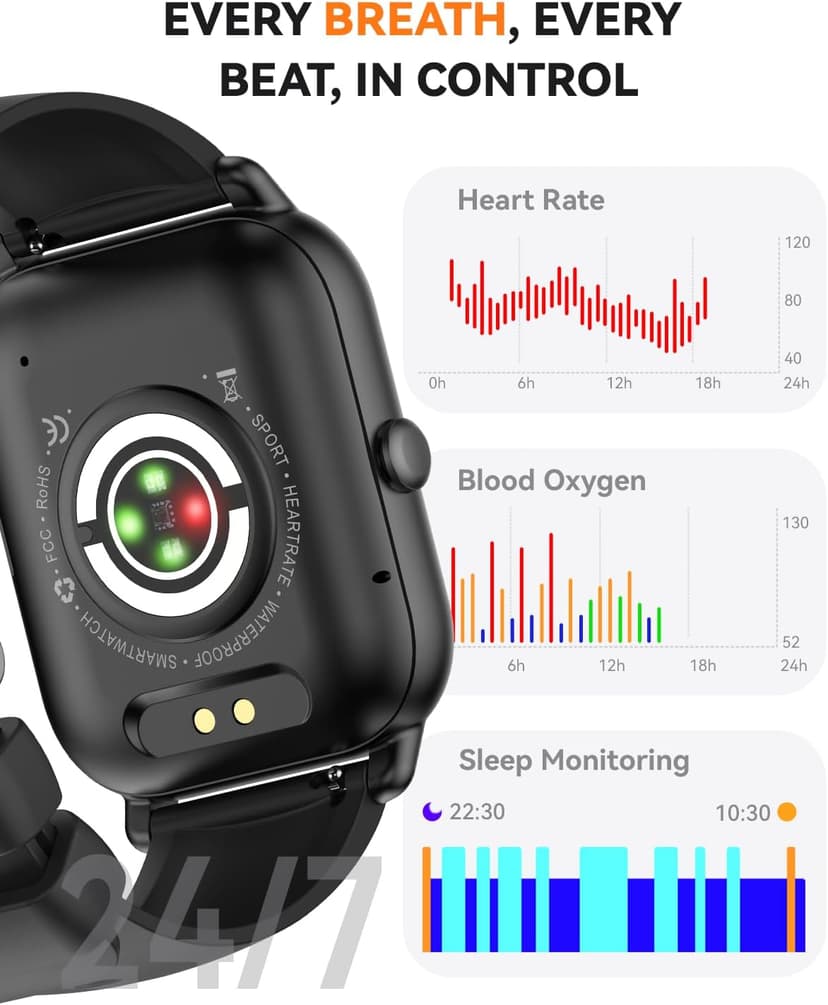 Smart Watches for Men Women(Answer/Make Call), 1.85 inch HD Fitness Tracker Watch with Activity Counter/ Sleep Monitor/ 110+ Sports Modes, IP68 Waterproof Smart Watch for Android iPhone iOS Compatible