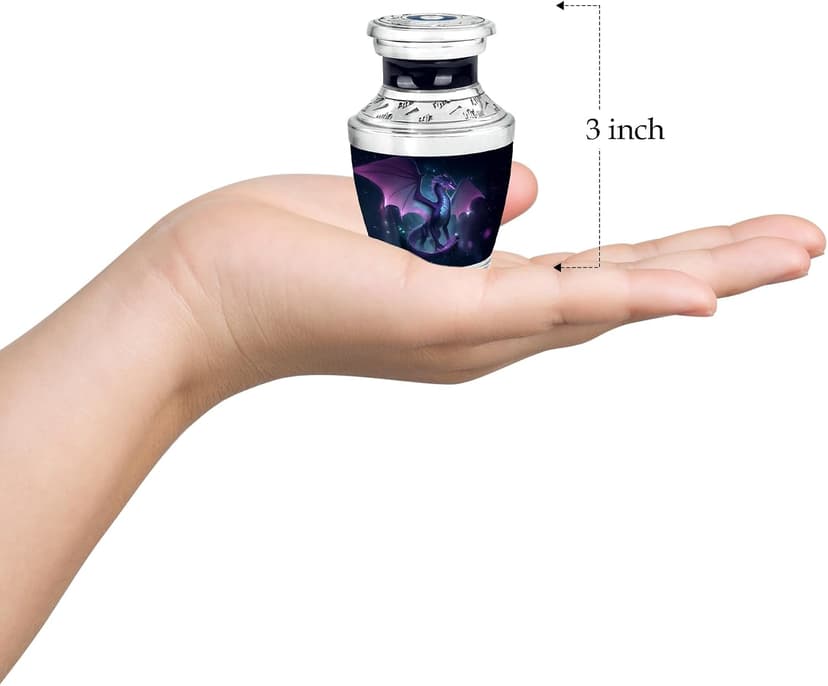 Blue Cremation Urns, Mini Urn, Burial Urn for Men Ashes, Urn for Women Dragon Urn, 3 Inch Memorial Urn for MoM, Small Funeral Urns for Human Ashes B0FFZCN1G6
