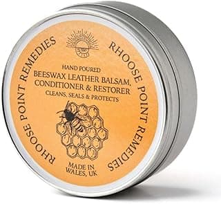 Beeswax Leather Conditioner Restorer & Polish - Hand Poured British Beeswax Balsam CLEANS SEALS and PROTECTS Handcrafted in Wales UK Rich Natural Leather Conditioner and Leather Restorer 3.50 Fl Oz