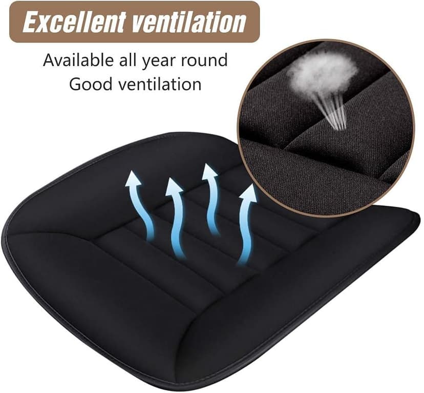 MYFAMIREA Car Seat Cushion Pad 1.2" Thick Comfort Seat Protector for Car Driver Seat Office Chair Home Use Memory Foam Seat Cushion with Non Slip Bottom, 20'' x 18.5'', Black