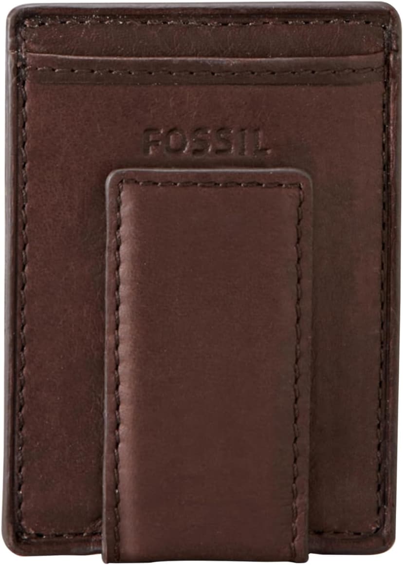 Fossil Men's Leather Minimalist Magnetic Card Case with Money Clip Front Pocket Wallet for Men