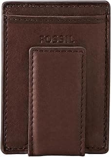 Fossil Men's Leather Minimalist Magnetic Card Case with Money Clip Front Pocket Wallet for Men