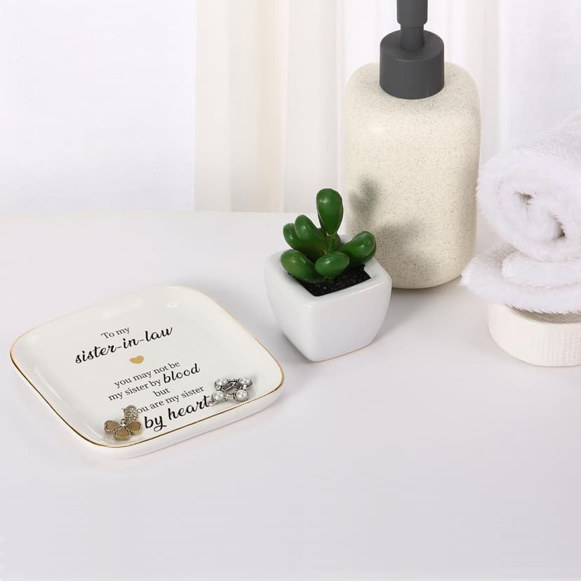 Scwhousi Ring Dish Jewelry Tray for Friend Mom Sister Maid of Honor,Birthday Mother's Day Christmas Gifts