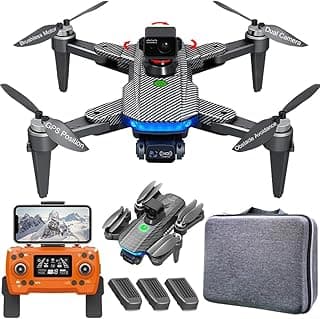 Lozenge Drones 360° Obstacle Avoidance Brushless Drones with Camera for Adults 4K GPS Smart Follow Auto Return Long Battery Life Quadcopter Big Size L900 HJ90 3 Battery Black Carbon Fiber Pattern