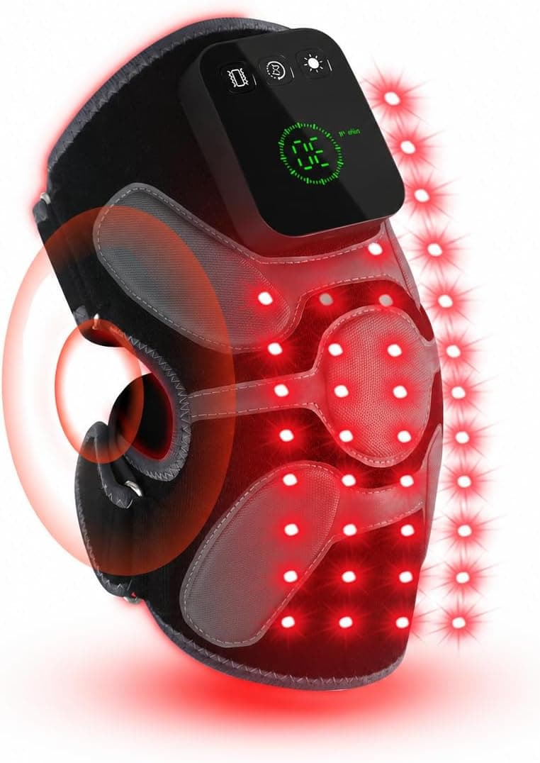 Red Light Therapy Knee Massager 660nm & 850nm, Heated Vibration Knee Brace Cordless Rechargeable 5000mAh, Timer & Pulse Modes for Knee Elbow Shoulder Joint Comfort Support Device B0GS5MWP52