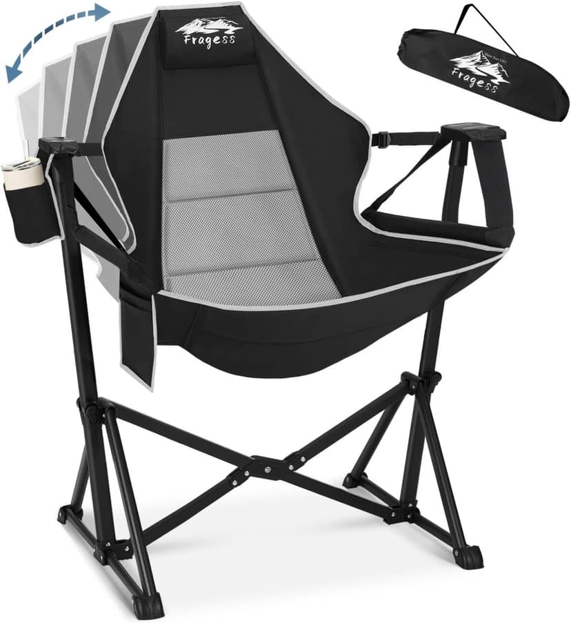Fragess Portable Hammock Camping Chair with Adjustable Back, Folding Hammock Chair Supports 330lbs, Camping Swing Chair for Adults, Camping Hammock Chair for Lawn, Concerts, Backyard, Stargazer
