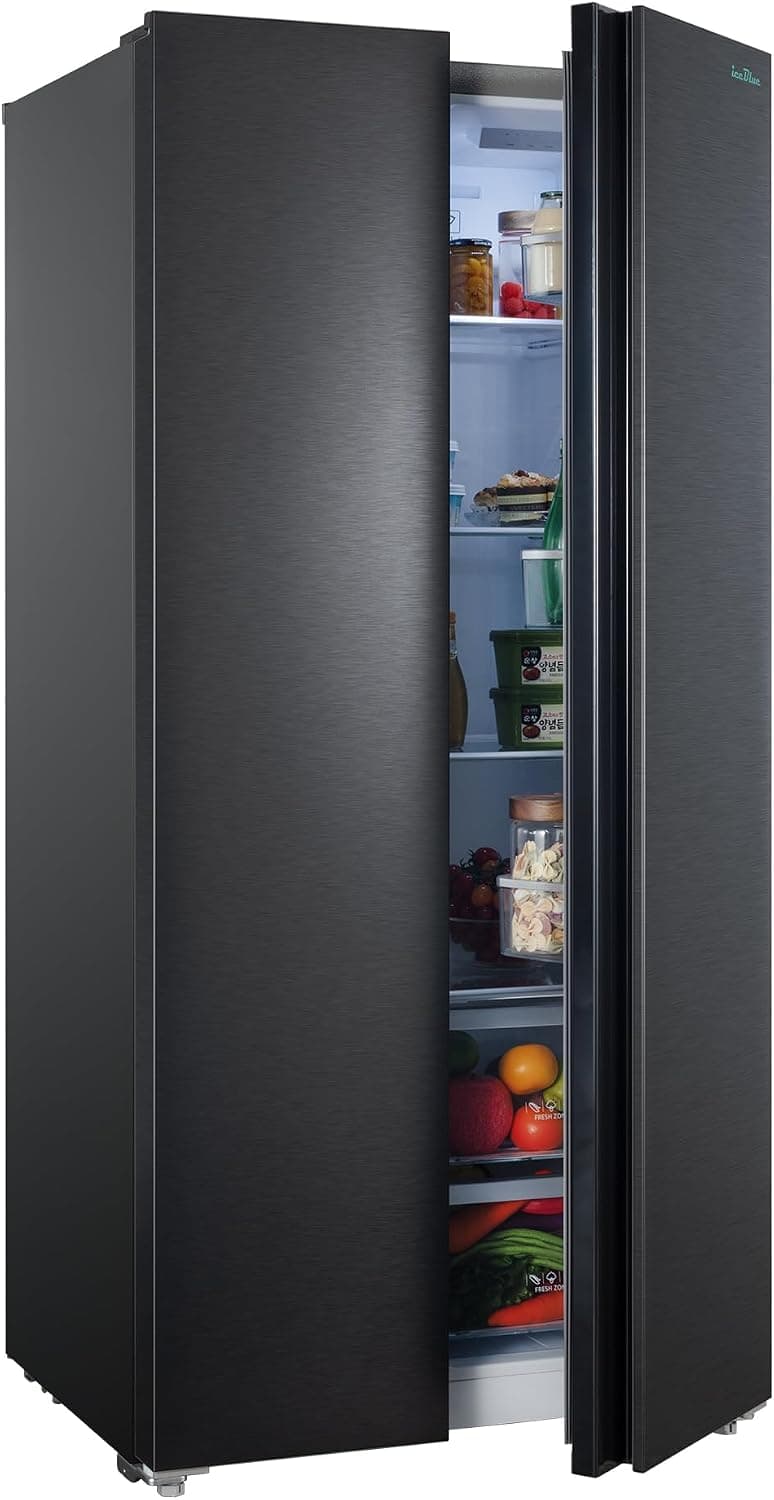 Iceblue 20.7 Cu.Ft. Side-by-side Refrigerators, 36" Full Size Refrigerator, Zoning Temperature Control Beverage Refrigerator with Freezer, Frost Free Beverage Fridge - Black Stainless Steel