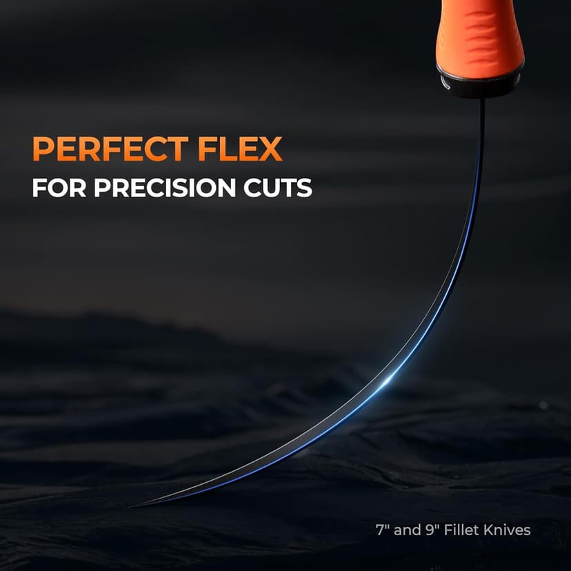 KastKing Paradox Fishing Knife Tool Set – Includes 9" & 7" Fillet Knives, 5" Bait Knife, 9" Versatile Bait Shears, 12" Honing Rod, Non-Slip Handles, Custom Sheaths, and Carrying Case – Fishing Gear