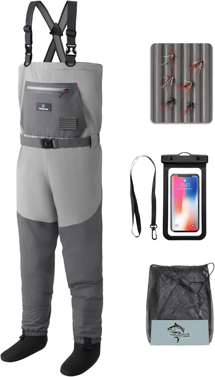 Trudave Fishing Waders, Waterproof Chest Waders for Men & Women, Lightweight Fly Fishing Stockingfoot Waders for Hunting
