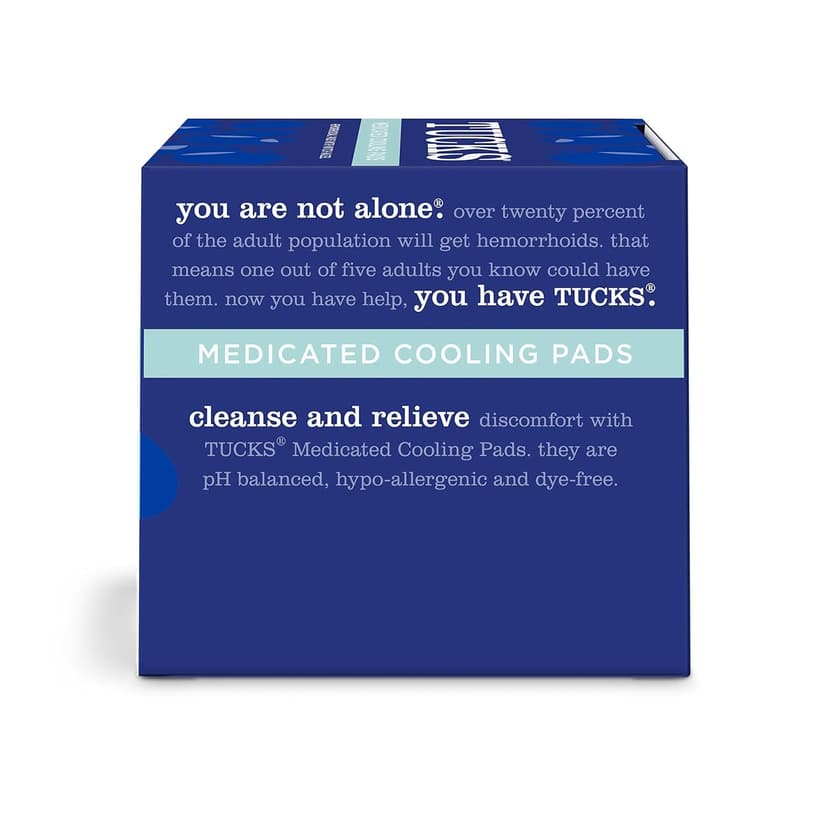 Witch hazel pads designed for sensitive areas and used by hospitals for hemorrhoid symptom relief, also postpartum essentials TUCKS Medicated Cooling Pads, Witch Hazel Hemorrhoid Treatment, 100 Count B06ZYLFV8L